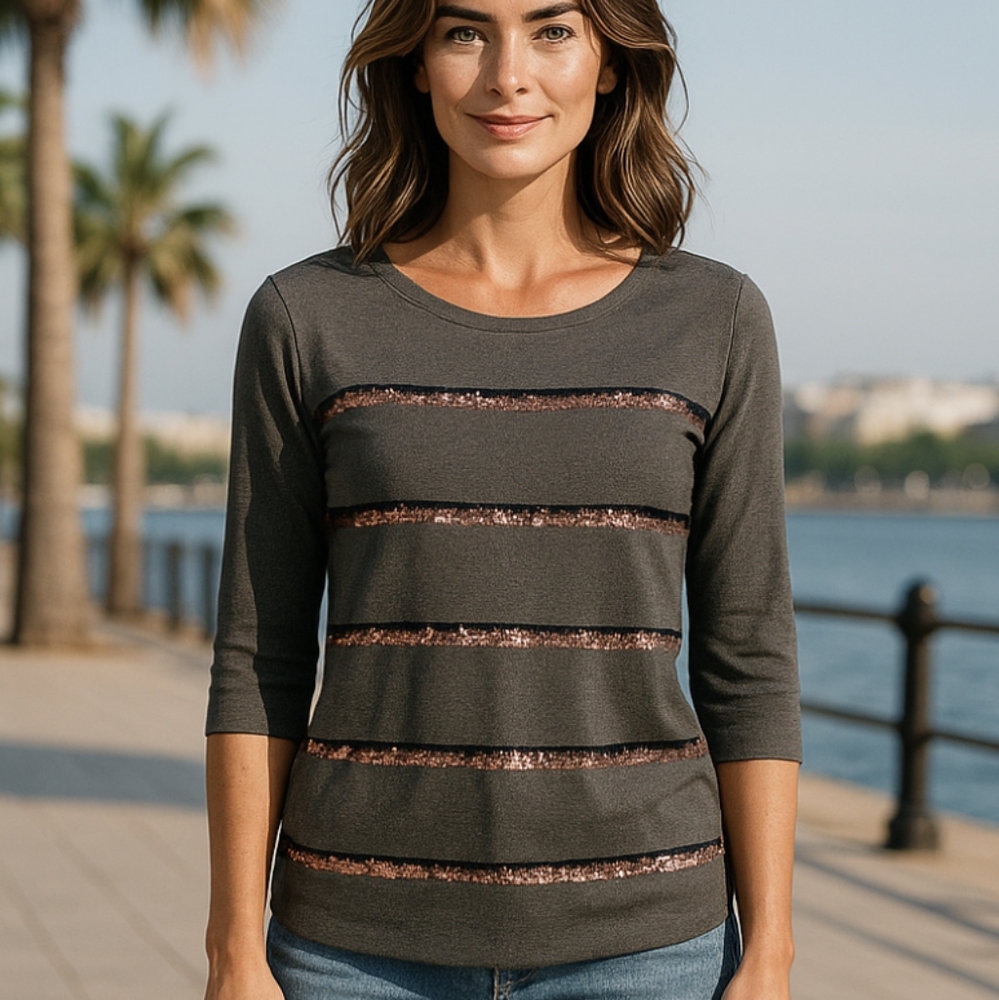 Ann Taylor Loft Striped Sequin Top